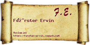 Fürster Ervin névjegykártya